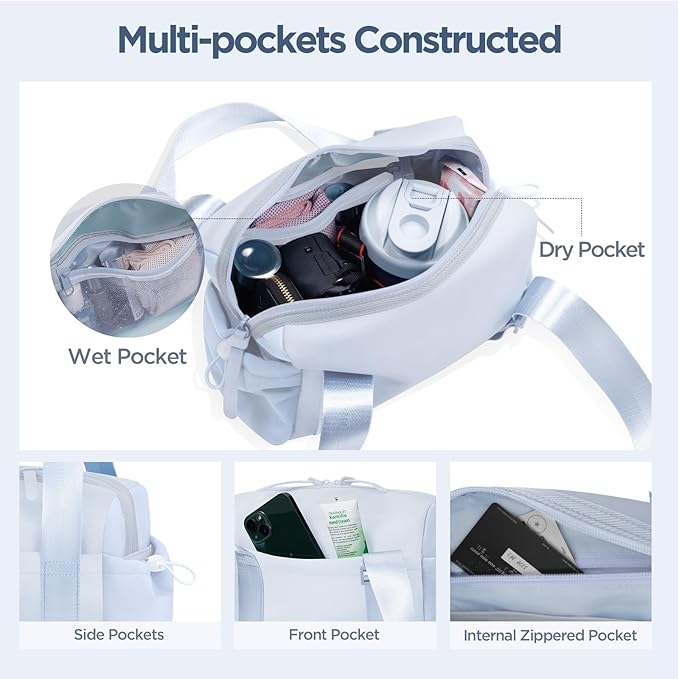 Mini Gym Bag for Women Girls Small Gym Tote Bag with Wet Compartment Waterproof Travel Duffle Bag Cute Workout Sport Bag