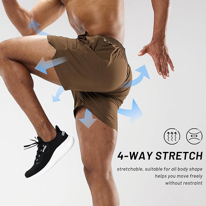 MIER Men's Workout Running Shorts Quick Dry Active 5 Inches Shorts with Pockets, Lightweight, Breathable