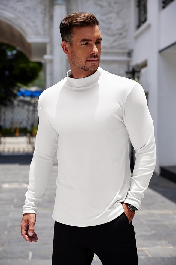 COOFANDY Mens Mock Turtleneck Long Sleeve Shirts Basic Thermal Turtle Neck Undershirt Lightweight Pullover Sweaters Top