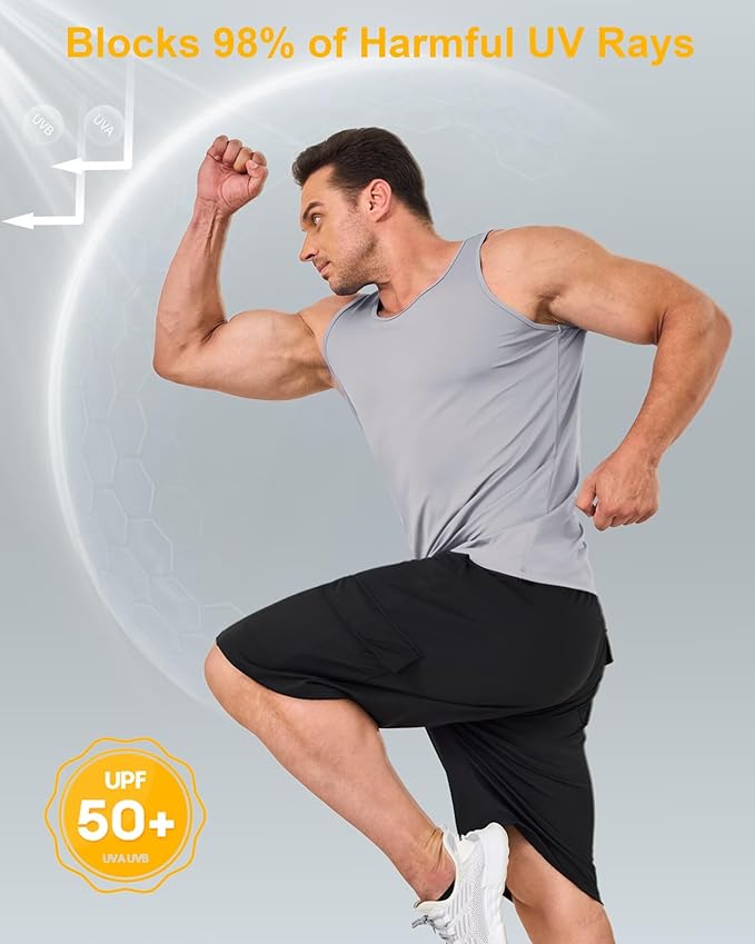 Boladeci Men's Tank Top Workout Athletic Quick Dry UPF 50+ Sun Protection Lightweight Summer Beach Gym Sleeveless Shirts
