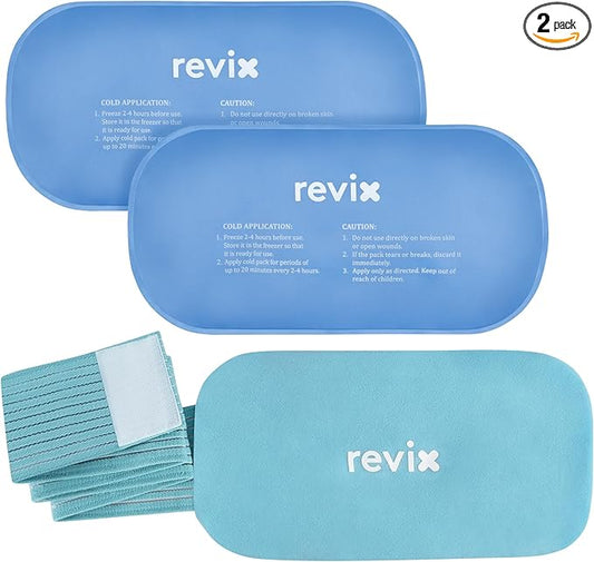 REVIX Cold Packs for Injuries, 2 Gel Packs, Soft and Flexible Hot & Cold Compress Large Ice Pack Wraps for Back, Knee, Leg and Ankle, Enhancing Comfort and Soothing Fatigue, 12" x 6"