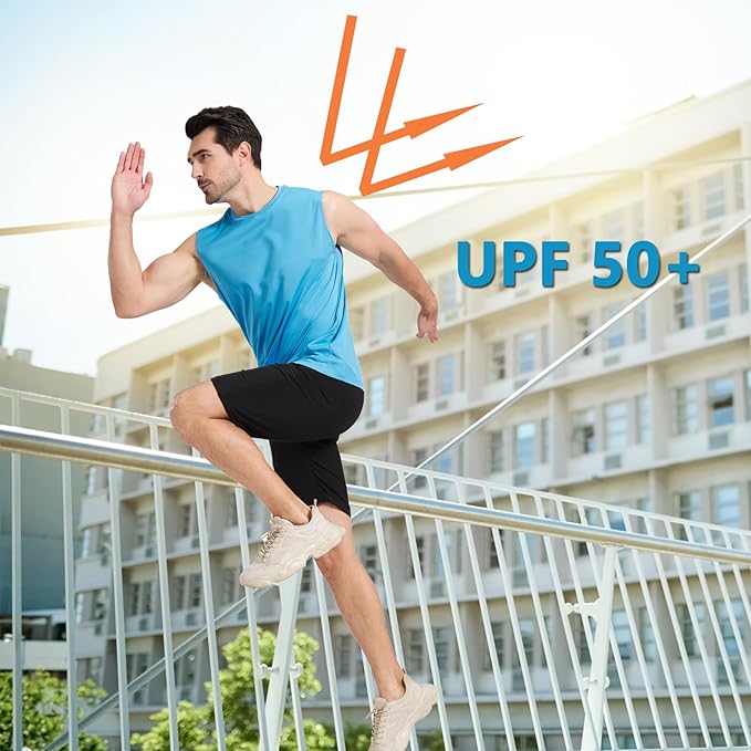 Men's Sleeveless UPF 50+ Swim Shirts Quick Dry Workout Tank Top UV Protection Running Gym Muscle T Shirts