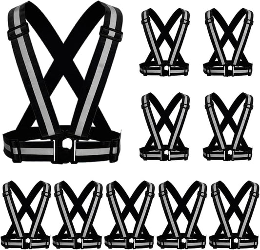 Reflective Running Vest 2-10 Pack, High Visibility Reflective Gear Night Cycling Safety Vest Strap for Men Women Kids