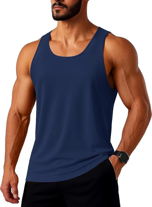 TACVASEN Mens Workout Tank Top UPF 80+ Y-Back Muscle Shirts Quick Dry Sleeveless Tee Shirt for Swim Beach Gym Athletic