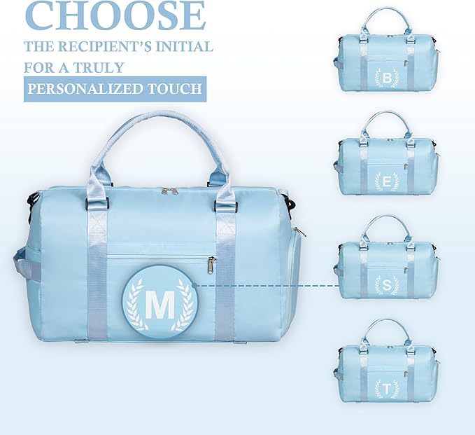 Gym Bag for Women, Personalized Duffle Bag with Shoe Compartment, Sports Bag for Yoga & Dance with Wet Pocket and Mat Strap
