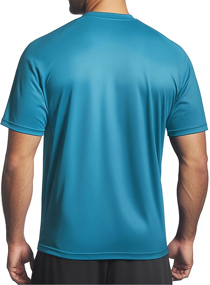 Instant Cooling Quick Dry Workout T-Shirt Men Coolmax Moisture Wicking Performance Crew Neck Running Comfort Tee