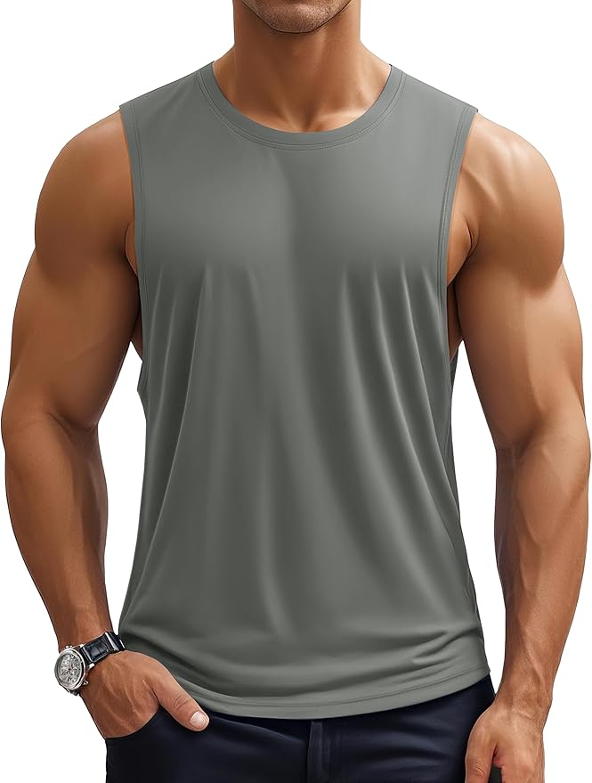 MAGCOMSEN Mens Workout Tank Tops Undershirt Cotton Muscle Athletic Sleeveless Shirts for Gym