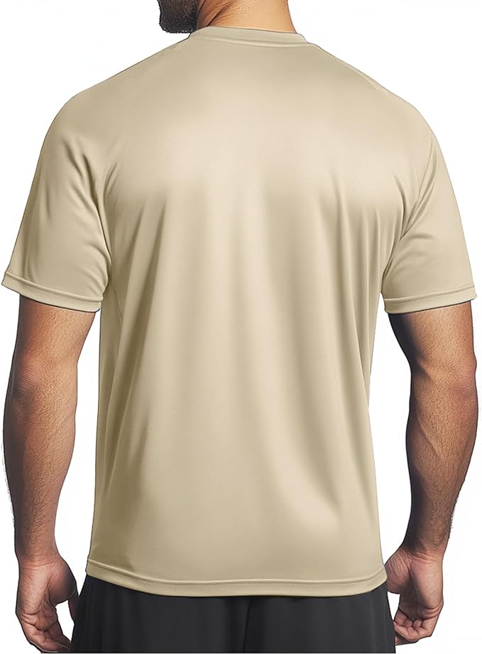 Instant Cooling Quick Dry Workout T-Shirt Men Coolmax Moisture Wicking Performance Crew Neck Running Comfort Tee