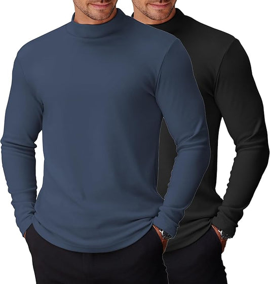 COOFANDY Mens Mock Turtleneck Long Sleeve Shirts Basic Thermal Turtle Neck Undershirt Lightweight Pullover Sweaters Top