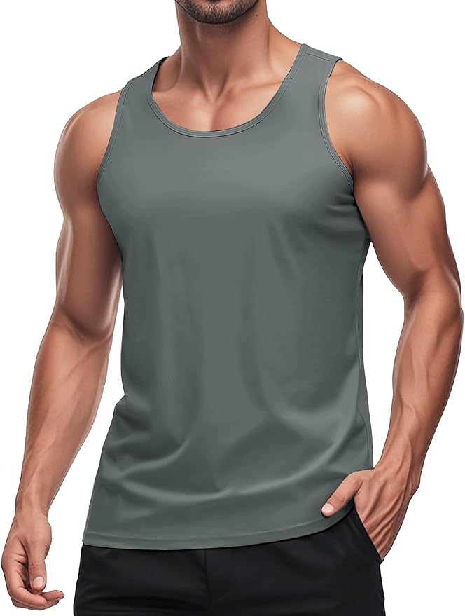 MAGCOMSEN Men's UPF 50+ Tank Top Quick Dry Summer Workout Muscle Sleeveless Shirts for Swim Beach Bodybuilding