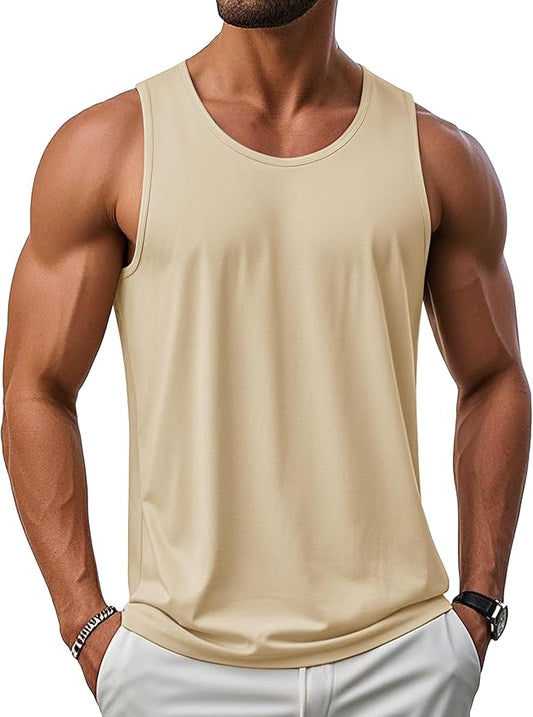 MAGCOMSEN Men's UPF 50+ Tank Top Gym Workout Sleeveless Muscle Shirts Sun Protection Cut Off Shirts Summer Sleeveless T Shirt