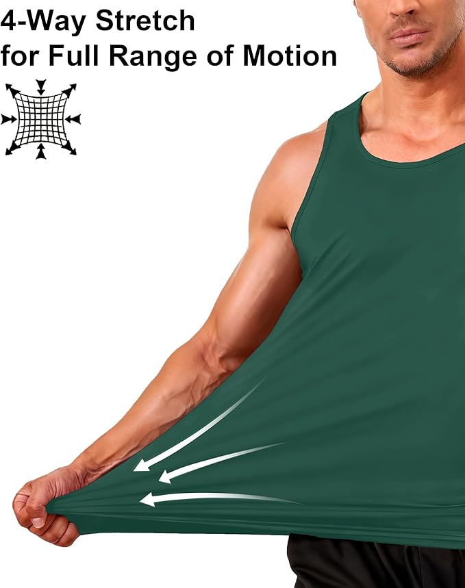 Boladeci Men's Tank Top Workout Athletic Quick Dry UPF 50+ Sun Protection Lightweight Summer Beach Gym Sleeveless Shirts