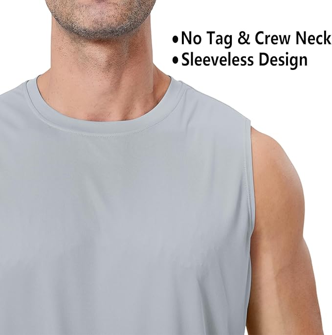 Men's Sleeveless UPF 50+ Swim Shirts Quick Dry Workout Tank Top UV Protection Running Gym Muscle T Shirts