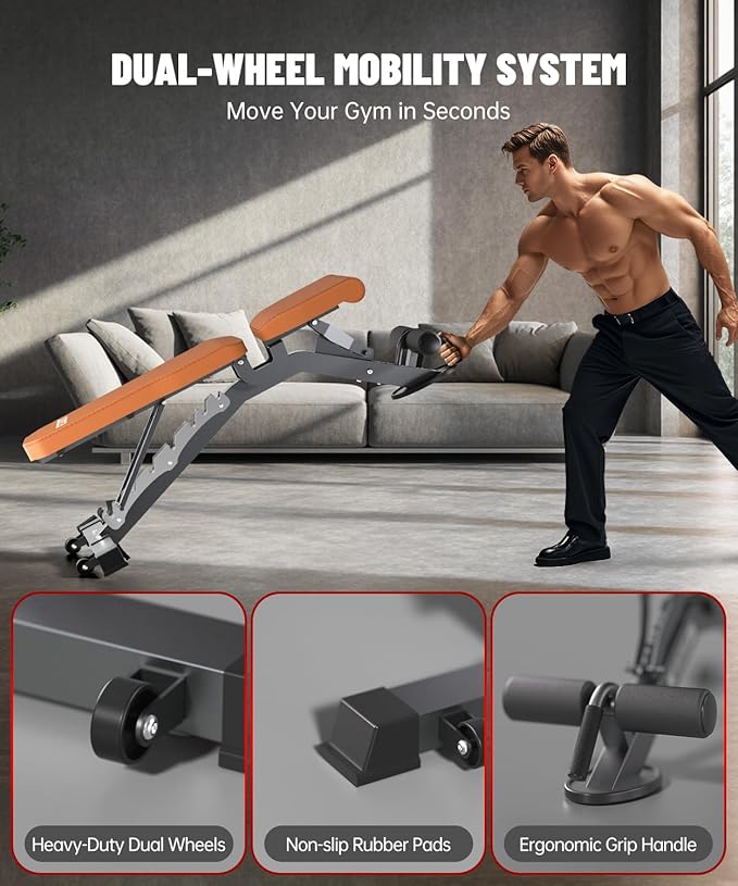 Adjustable Weight Bench for Home Gym, Heavy Duty Workout Bench Up to 880/1500 LBS, Decline Incline Strength Training Bench for Full Body Exercise