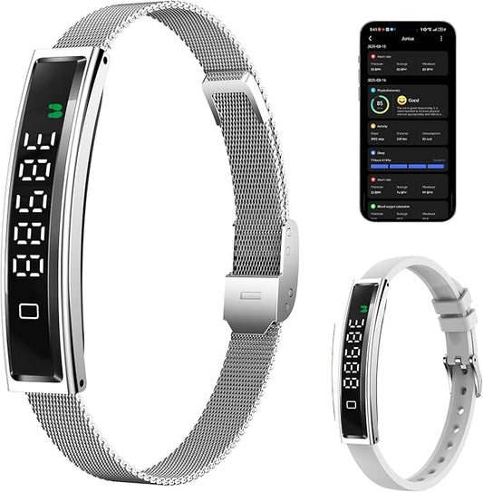 2025 Smart Bracelet for Women - 16.5g Ultra-Light, 5.6mm Thin, 5ATM Waterproof with 24/7 Heart Rate/SpO2/Sleep Monitoring, Bluetooth 5.3, APP, Multi-Sport Modes for iOS & Android,Gift for Girl