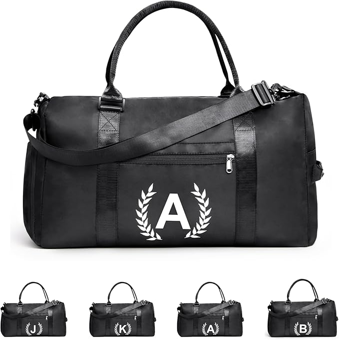 Gym Bag for Women & Men, Fitness Workout Sports Travel Duffle Bag with Wet Pocket & Shoes Compartment, Great Present for Gym Lovers (Jet Black, A)
