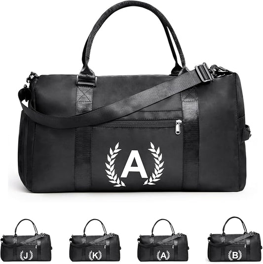 Gym Bag for Women & Men, Fitness Workout Sports Travel Duffle Bag with Wet Pocket & Shoes Compartment, Great Present for Gym Lovers (Jet Black, A)