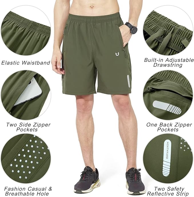 NORTHYARD Men's Athletic Running Shorts Quick Dry Workout Shorts 7"/ 5"/ 9" Lightweight Sports Gym Basketball Tennis Hiking