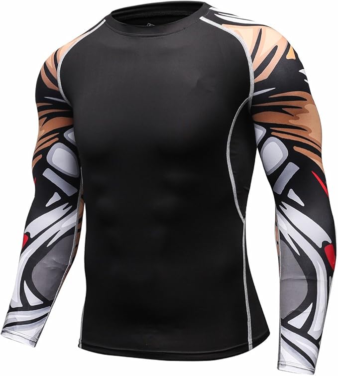Men's Soft Slim Long Sleeve Dry-Fit Compression Gym Trainning Shirt
