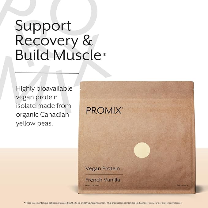 ProMix Nutrition Vegan Protein Powder, 25g Plant Based Canadian Yellow Pea Protein, Vitamin B12, BCAAs - Vanilla - 5lb Bulk