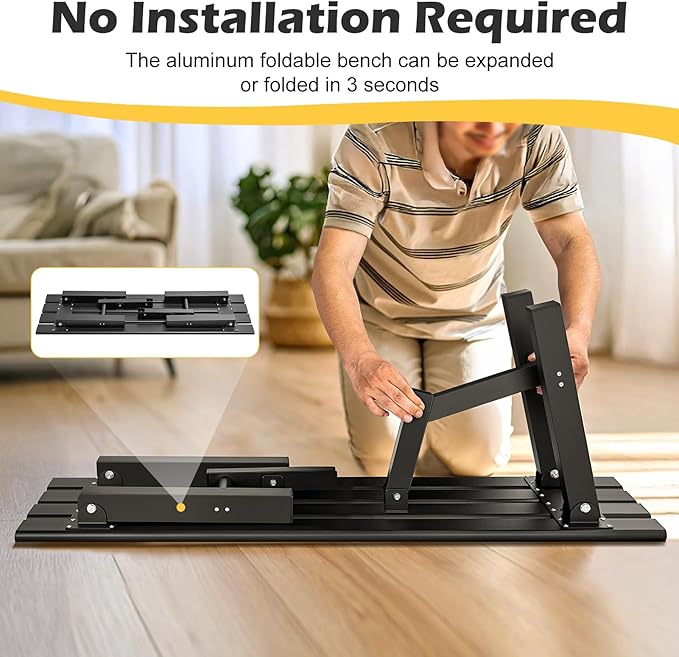 TECSPACE 3-Person Instant Folding Bench, 330 LBS Capacity Lightweight Aluminum Foldable Bench, No Assembly Required