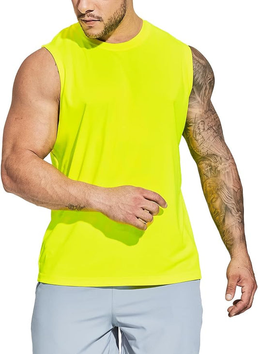 MIER Men's Workout Tank Tops UPF 50+ Swim Shirts Quick Dry Running Sleeveless UV Protection Muscle Tees