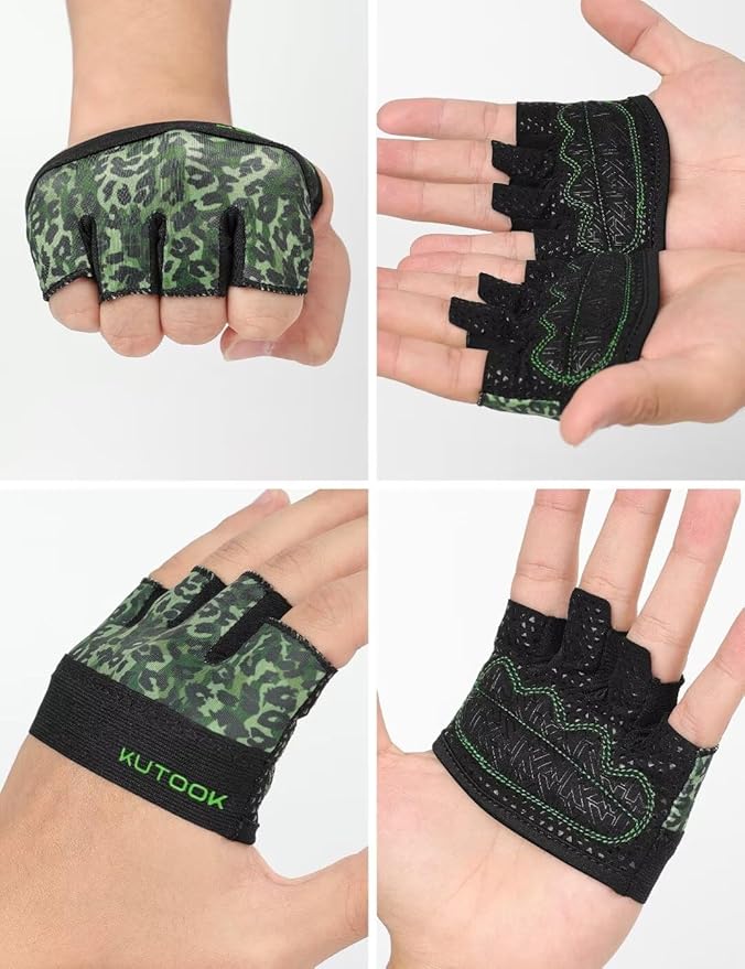 KUTOOK Weight Lifting Workout Gloves for Men/Women, 3mm XRD Padding Grip Gym Gloves, Breathable Partial Gloves for Calluses, Weightlifting Gloves for Exercise, Kettlebell, Pull-Ups, Cross Training