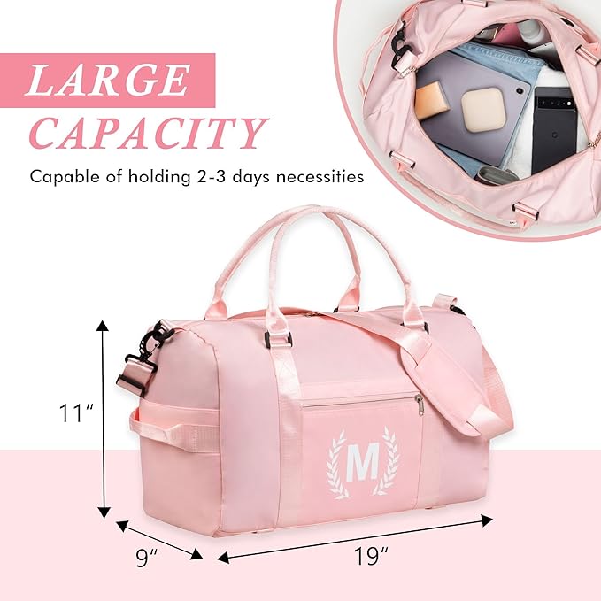 Gym & Sports Duffle Bag, Pink, Y Size, Polyester, Water-Resistant, 20"L x 11"W x 13"H, 5 Compartments, Zipper Closure, Web Handle, Fixed Strap, Travel & Everyday Use