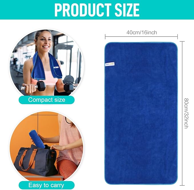SINLAND Microfiber Gym Towels Sports Fitness Workout Sweat Towel Super Soft and Absorbent 3 Pack 16 Inch X 32 Inch