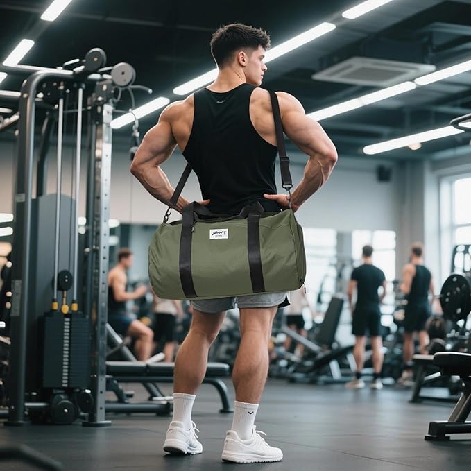 BE SMART Waterproof Mens Gym Bag with Shoe Compartment, Duffle Bag with Wet Pocket for Men, Lightweight Large Sport Duffel Bag NO Tpu Pocket for Overnight Weekender, Fitness, Swim, Boxing,Travel