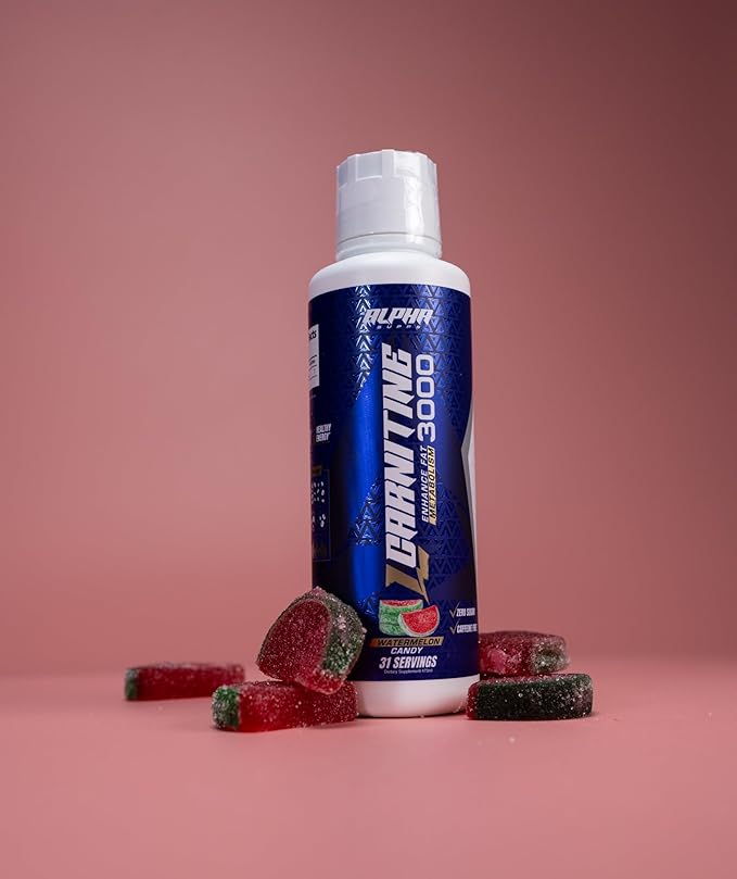 Alpha Supps L Carnitine Liquid 3000 | Stimulant-Free L-Carnitine Supplement for Men & Women | Pre-Workout Energy Boost & Muscle Recovery | Zero Sugar, Fat, & Carbs | 31 Servings (Watermelon Candy)