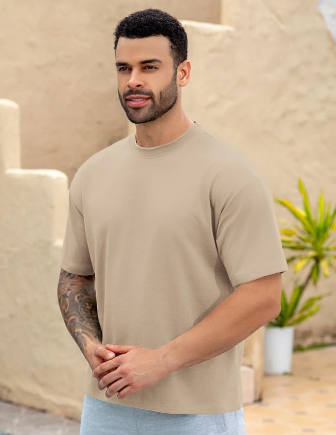 Mens Oversize Short Sleeve T-Shirts Loose Fit Solid Color Lightweight Tee Shirt Athletic Dry Fit Top