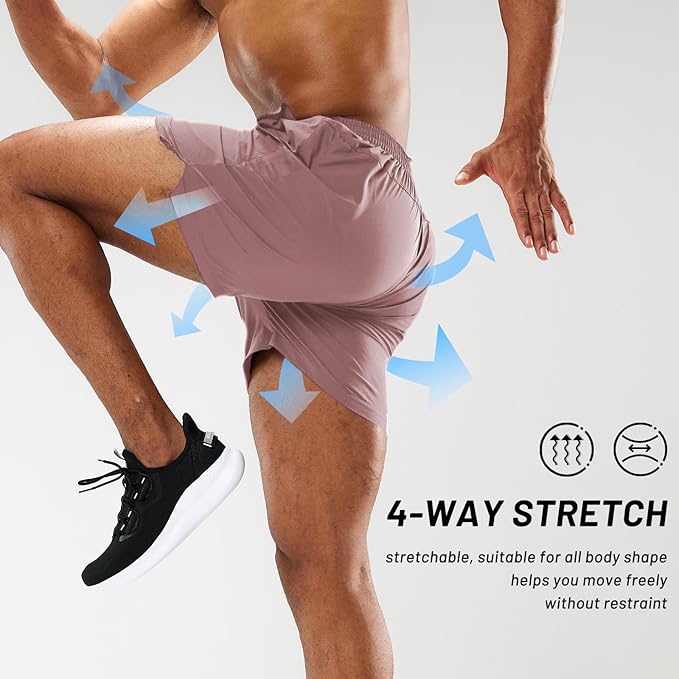MIER Men's Workout Running Shorts Quick Dry Active 5 Inches Shorts with Pockets, Lightweight, Breathable