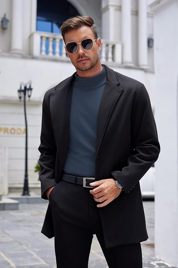 COOFANDY Mens Mock Turtleneck Long Sleeve Shirts Basic Thermal Turtle Neck Undershirt Lightweight Pullover Sweaters Top