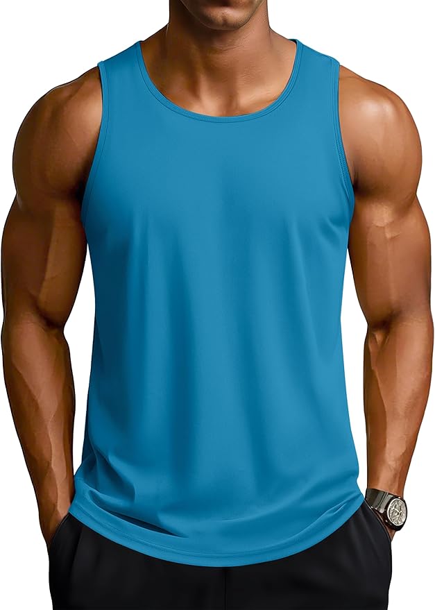 TACVASEN Men's Workout Tank Tops Sleeveless UPF 50+ Summer Sun Shirts Quick Dry for Running Swim Gym Beach