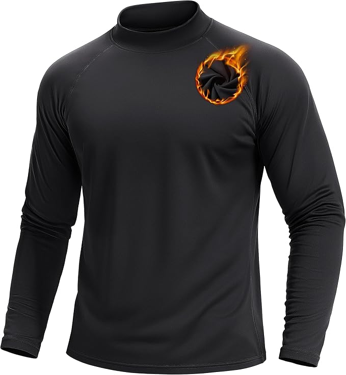 TACVASEN Mens Thermal Fleece Shirt Mock Turtle Neck Base Layer Long Sleeve Athletic Warm Undershirt Winter Running Tops