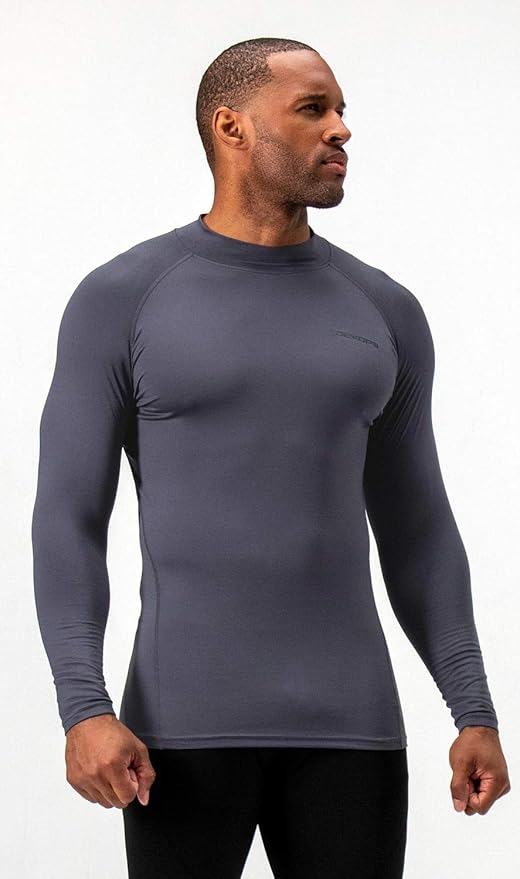 DEVOPS 2 Pack Men's Thermal Turtle Mock Neck Shirts, Compression Long Sleeve Tops and Hoodies