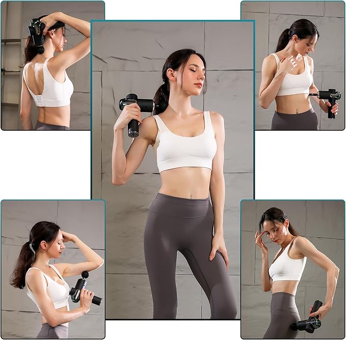 Dr. Aid Massage Gun – Deep Tissue Muscle Massager Gun for Pain Relief, 8 Heads, AI-Powered 9-Speed Smart Levels, Quiet & Powerful Motor, 6-Hour Battery Life, Travel Case Included, Black