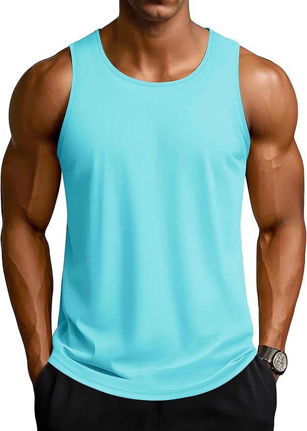 TACVASEN Men's Workout Tank Tops Sleeveless UPF 50+ Summer Sun Shirts Quick Dry for Running Swim Gym Beach