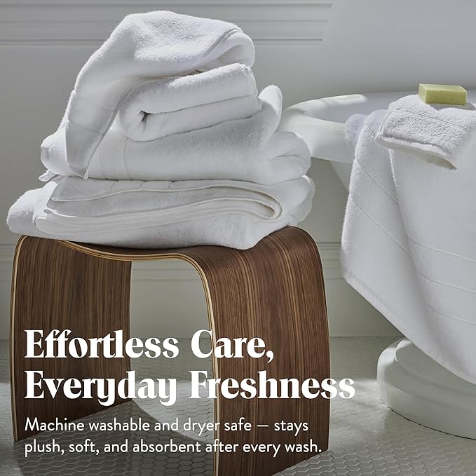 Brooklinen Super-Plush Turkish Cotton Washcloths Set of 2 Cotton, 820 GSM, Highly Absorbent, Machine Washable, Perfect for Home & Bathroom (13" x 13", White)