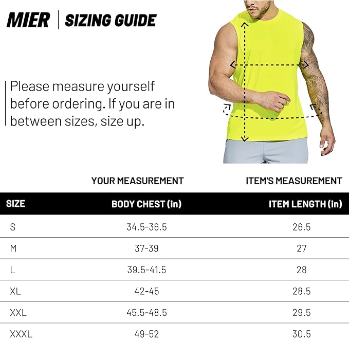 MIER Men's Workout Tank Tops UPF 50+ Swim Shirts Quick Dry Running Sleeveless UV Protection Muscle Tees