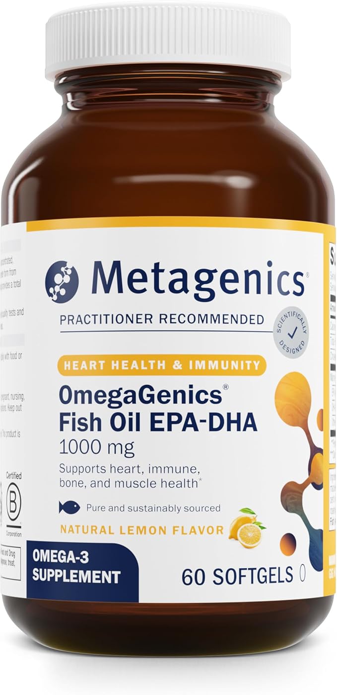 Metagenics OmegaGenics EPA-DHA 1000 mg - High Potency Omega-3 Fish Oil Supplement for Heart, Brain & Joint Health* - Sustainably Sourced - 60 Softgels