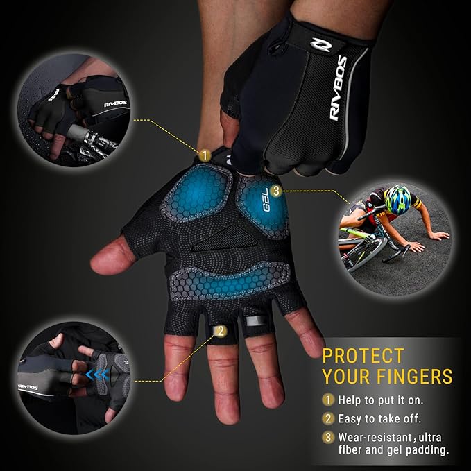 RIVBOS Cycling Gloves Bike Gloves for Men Women with Anti-Slip Shock-Absorbing Pad for Bicycle/Workout/Road Bike/Gym/Driving CHG001