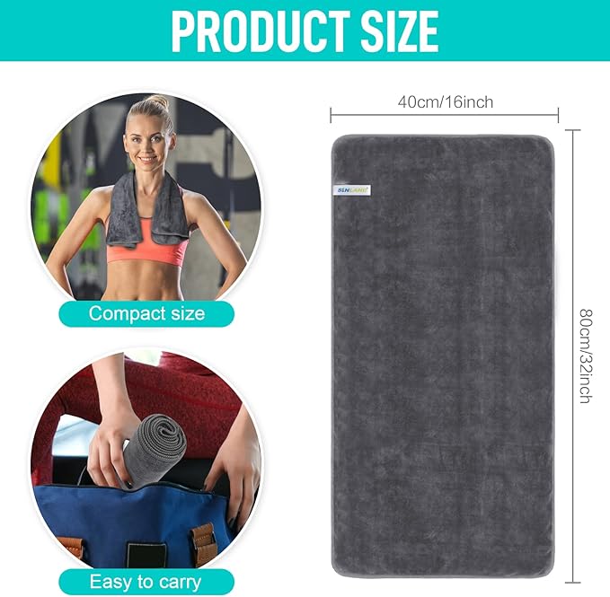SINLAND Microfiber Gym Towels Sports Fitness Workout Sweat Towel Super Soft and Absorbent 3 Pack 16 Inch X 32 Inch