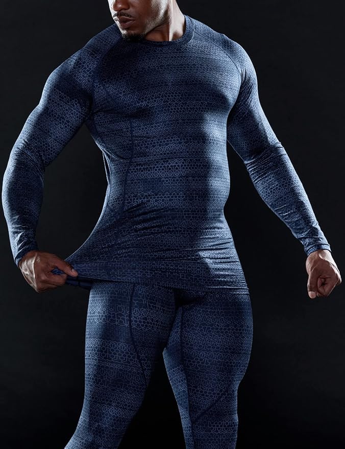 TSLA Men's Thermal Long Sleeve Compression Shirts, Athletic Base Layer Top, Winter Gear Running T-Shirt