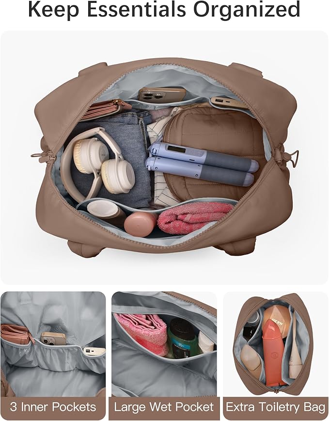 oscaurt Gym Bag for Women Lightweight Duffle Bag for Travel with Toiletry Pouch Water Resistant Carry On Weekender Overnight Duffel