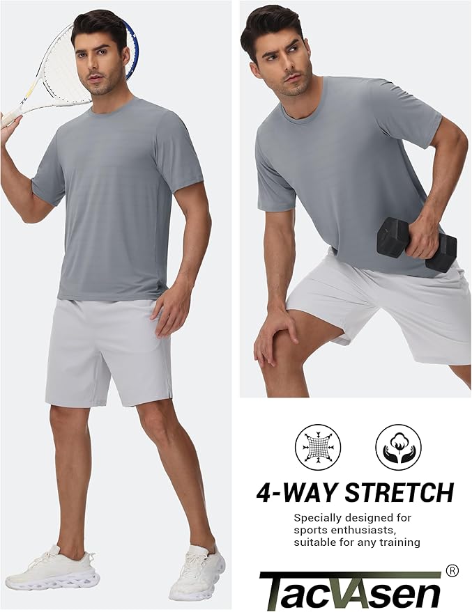 TACVASEN Men's Lightweight Athletic T-Shirts Quick Dry Workout Gym Tops Short Sleeve Running Tee Shirt Performance Activewear