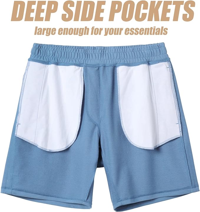 maamgic Mens Athletic Gym Shorts 5.5" Elastic Waist Casual Pajama Pocket Jogger Men Workout Short Pants