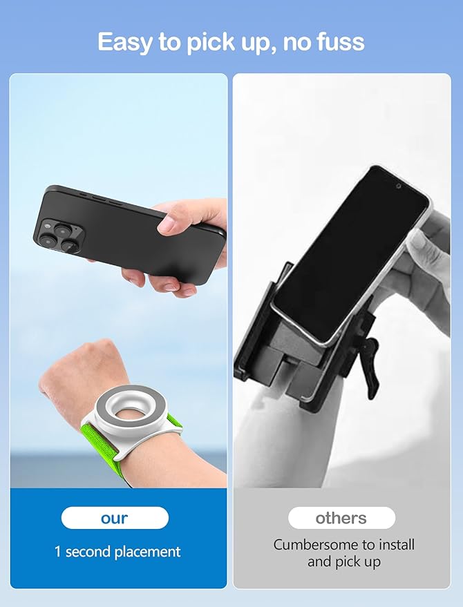 TOPGO Running Phone Holder for iPhone [360° Rotatable & Upgrade Anti-Drop] Magnetic Wrist Phone Holder, Magsafe Armband Compatible with iPhone 17 Pro and Android - Green