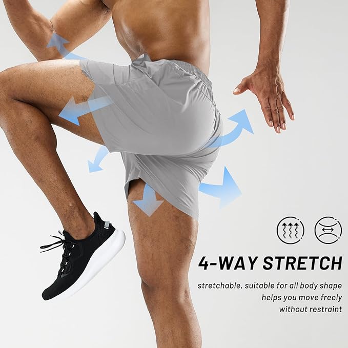 MIER Men's Workout Running Shorts Quick Dry Active 5 Inches Shorts with Pockets, Lightweight, Breathable